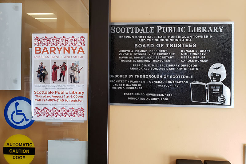 Elina Karokhina, Mikhail Smirnov, Barynya Balalaika Duo public performance at the Scottdale Public Library, 106 Spring Street, Scottdale, PA 15683 on Thursday, August 1st, 2019, 6pm